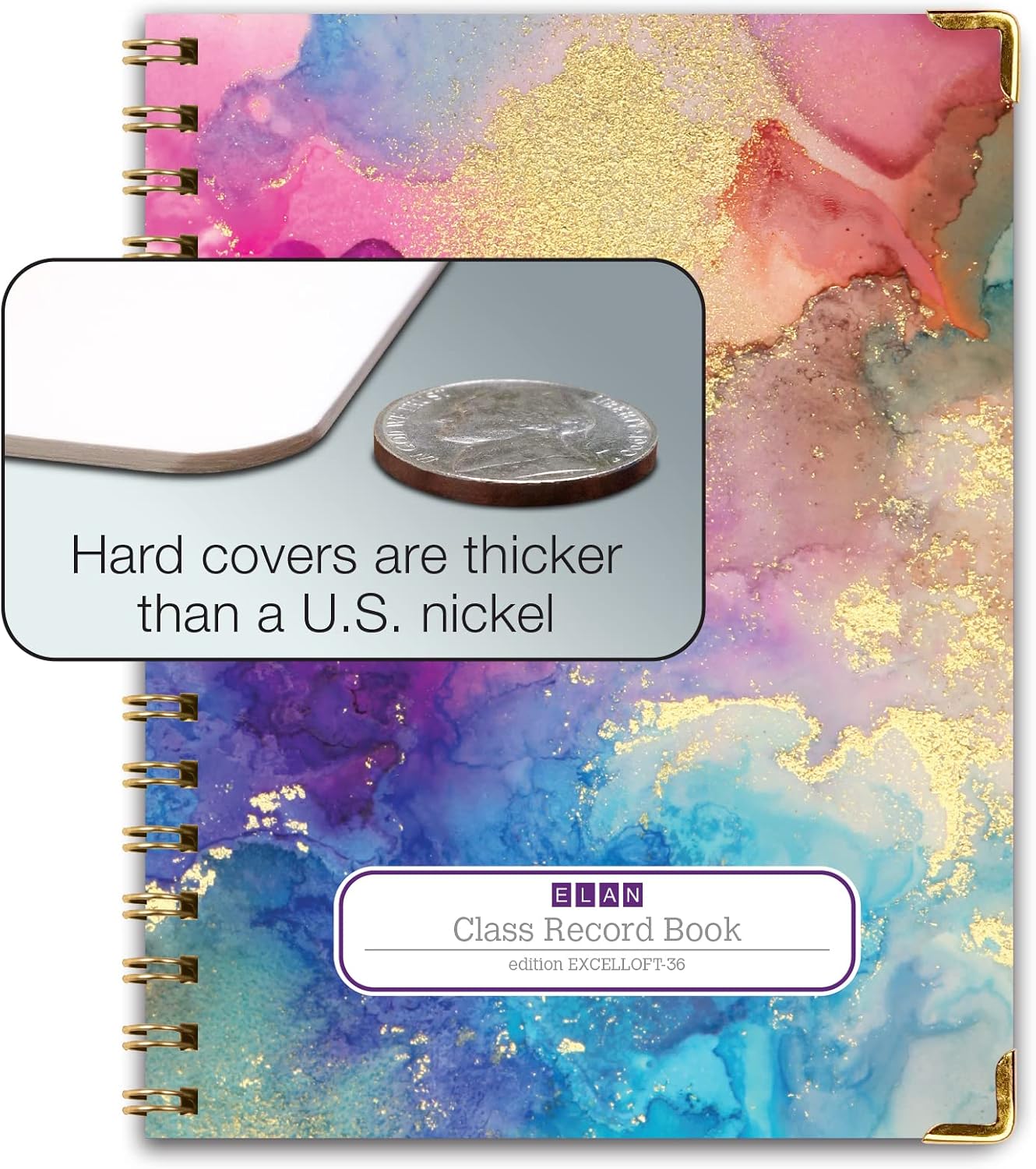 Elan Publishing Company Class Record Book Unstructured. Set it up to Record Grades Your Way! 40 Student Names (Rainbow Gold Marble)
