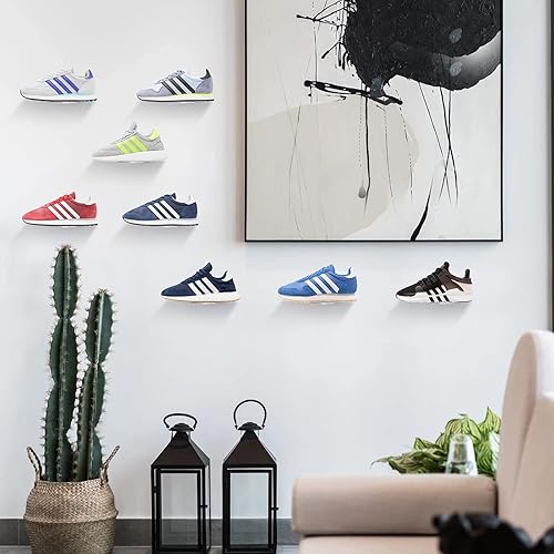 Miniatura 6 de Sumnacon Estantes para zapatos, 8 estantes de exhibición de zapatos con tornillos, estantes de pared de acrílico transparente para exhibición de