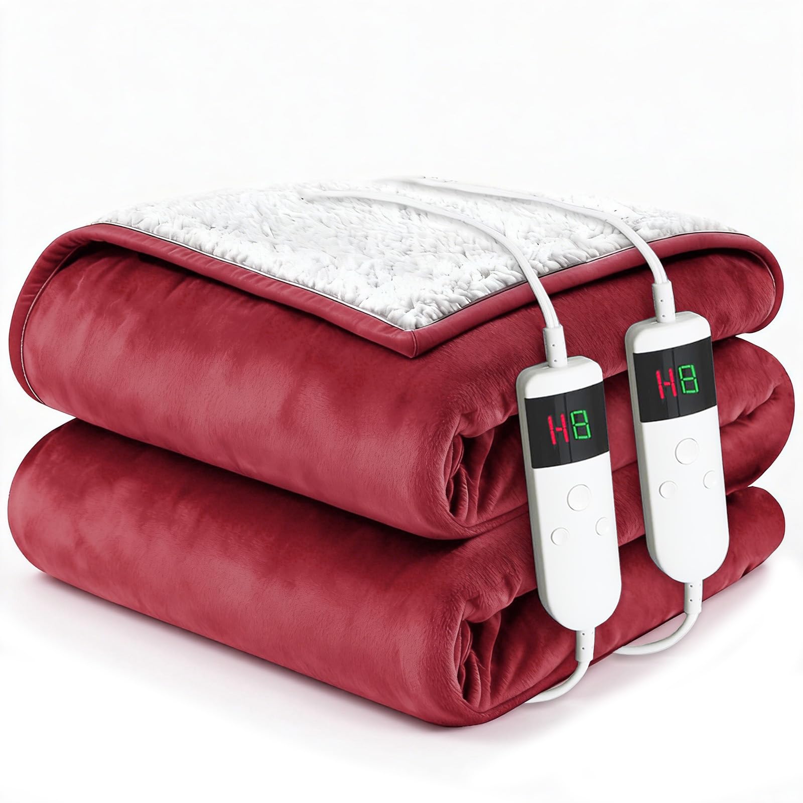 Qieryun Heizdecke Mit Abschaltautomatik, 180x200CM, 10 Heizstufen 8 Stunden Auto-Off-Timer Überhitzungsschutz, Wärme Decke Flanell Maschinenwaschbar, Beheizbare Decke Für Zuhause & Büro