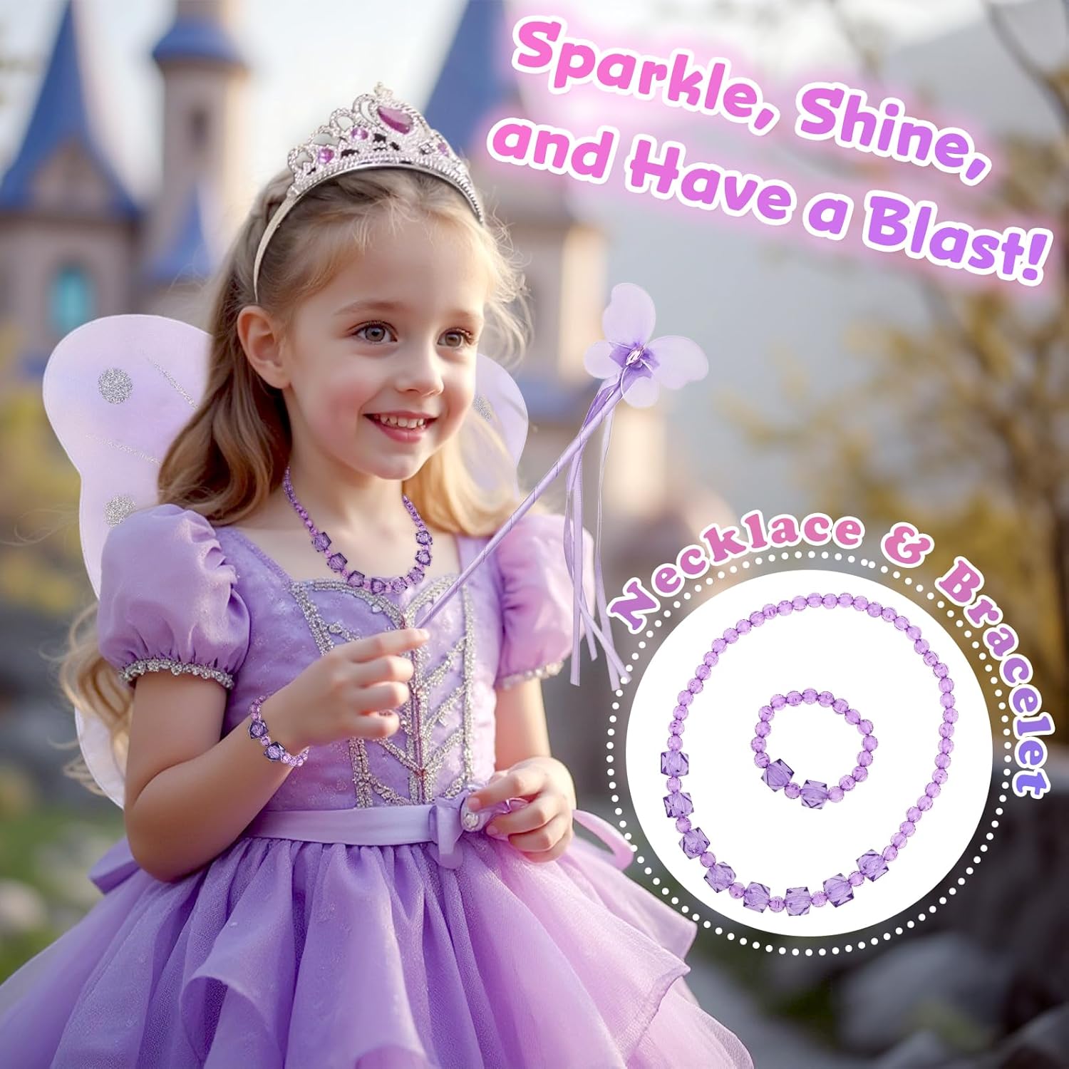 kilofly Princess Party Favor Butterfly Fairy Costume Dress Up Role Play Value Pack - Image 4