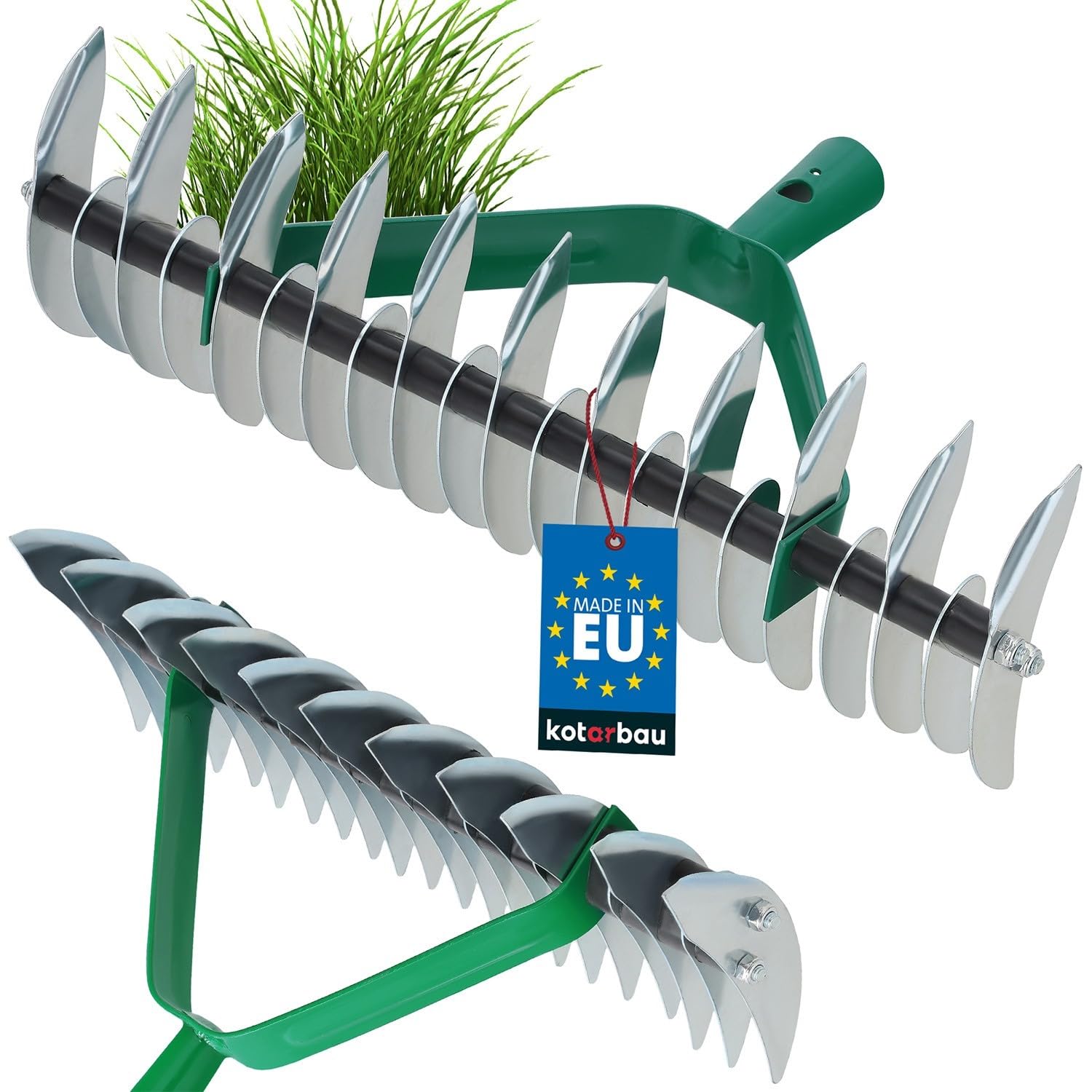 KOTARBAU® Rastrello Sarchiatore Acciaio Zincato Rastrello da Taglio 360 mm Aeratore per Prato Rastrelliera per l'eliminazione di Muschio e Feltro Utensili da Giardinaggio Rastrellini a Mano