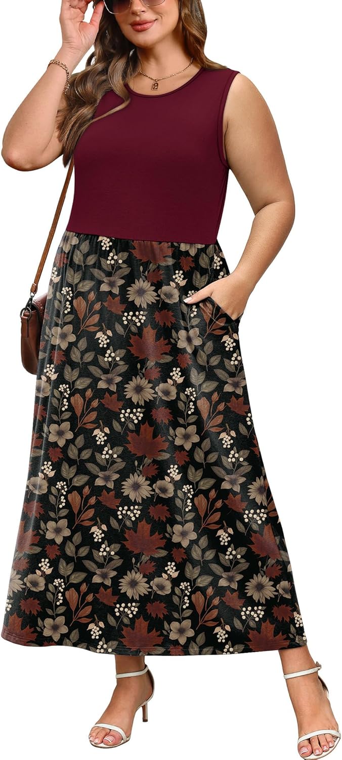 WIHOLL Summer Dresses for Women 2026 Maxi Dresses Long Flowy A Line Sleeveless Sundresses with Pockets - Image 4