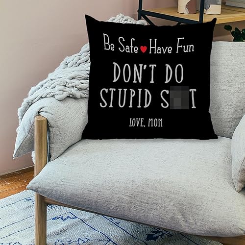 Miniatura 2 de ZJSYXXU Call Your Mom Be Safe Have Fun Don't Do Stupid Love Mom Funda de almohada reversible de 18 x 18 pulgadas (negro)