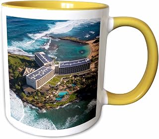 3dRose Turtle Bay, Resort, North Shore, Oahu, Hawaii 15oz Two-Tone Yellow Mug