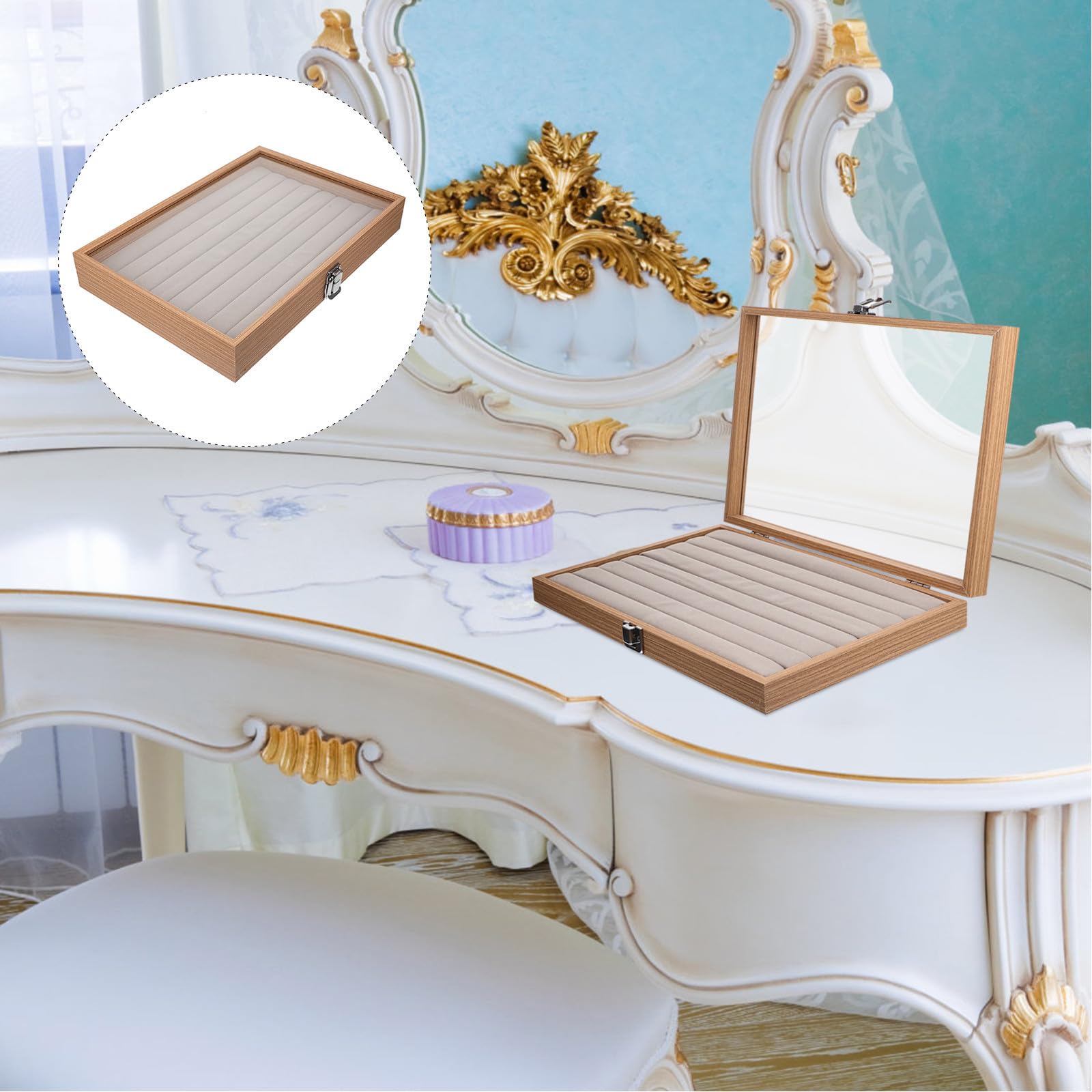 Alipis Boîte à Bijoux Portable Transparente en Bois pour Montres et Broches