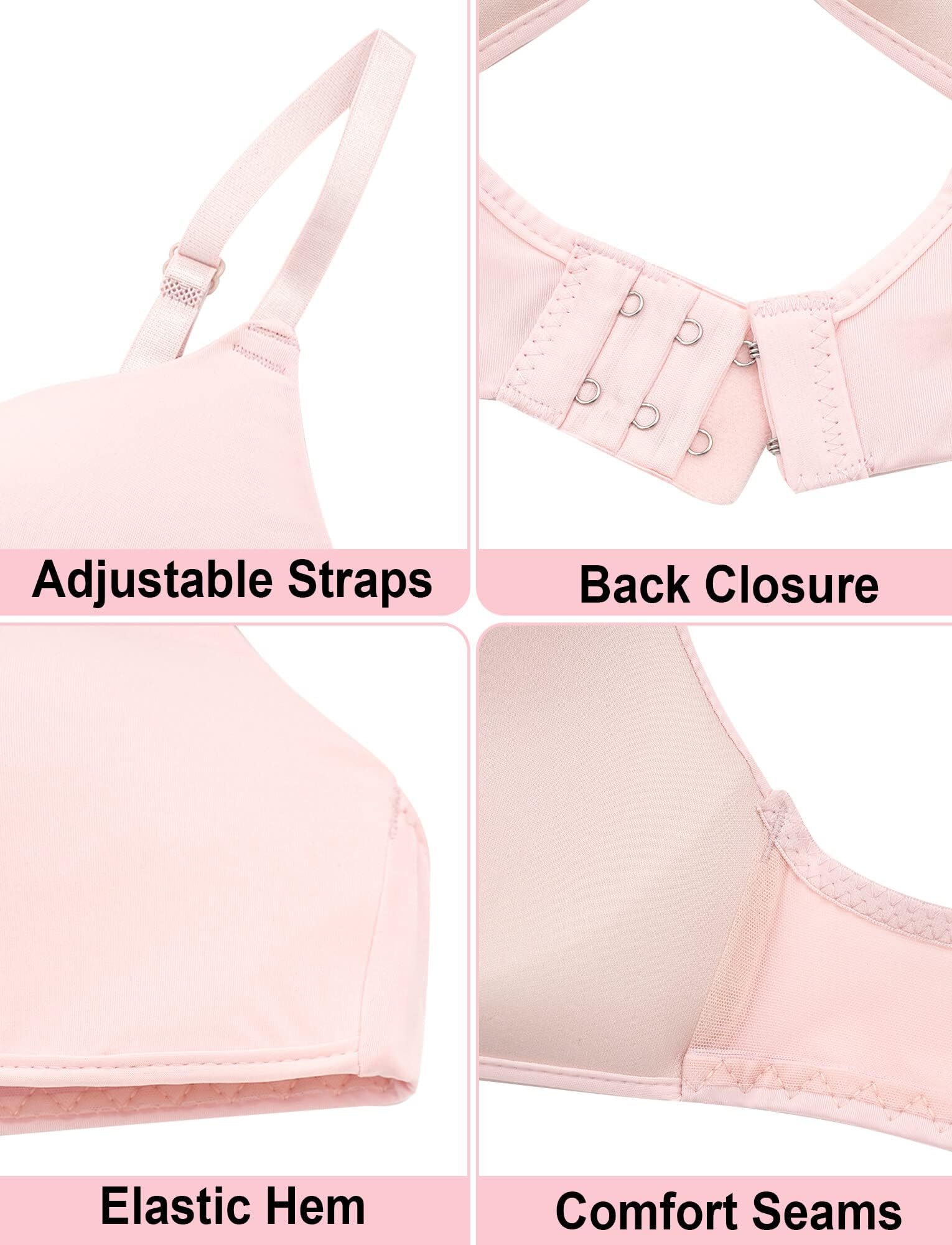 BHS für Mädchen Teenager Bra 6er Baumwolle Bralette Ohne Bügel Unterwäsche für Kinder Mädchen Sport-BH mit Verstellbarem Schultergurt