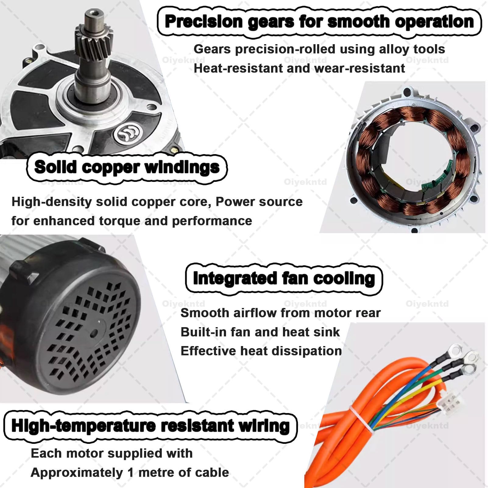 Elektromotor für Dreiräder mit 16 Gängen und 5-Loch-Differentialgetriebe, leistungsstarker Permanentmagnet-Bürstenlos-Differentialmotor für Elektrofahrzeuge wie Go-Karts, ATVs, Quads 60V-1300W