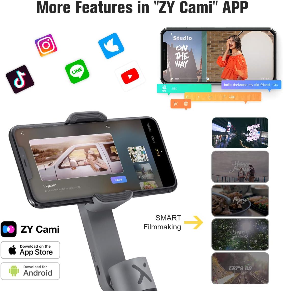 Amаzіng 🔥 Zhiyun Smooth X Selfie Stick 2 Axis Phone Gimbal Stabilizer for Smartphone iPhone Xs Max Huawei, with Handheld Extendable Foldable, Face Tracking, Gesture Control(Gray Combo)