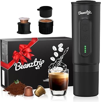 H02PRO Portable Electric Espresso Maker, Travel Coffee Machine Compatible with NS Capsule & Ground Coffee, Self-heating 20Bar Mini Espresso Machine for Office, Camping, Hiking, with Gift Box