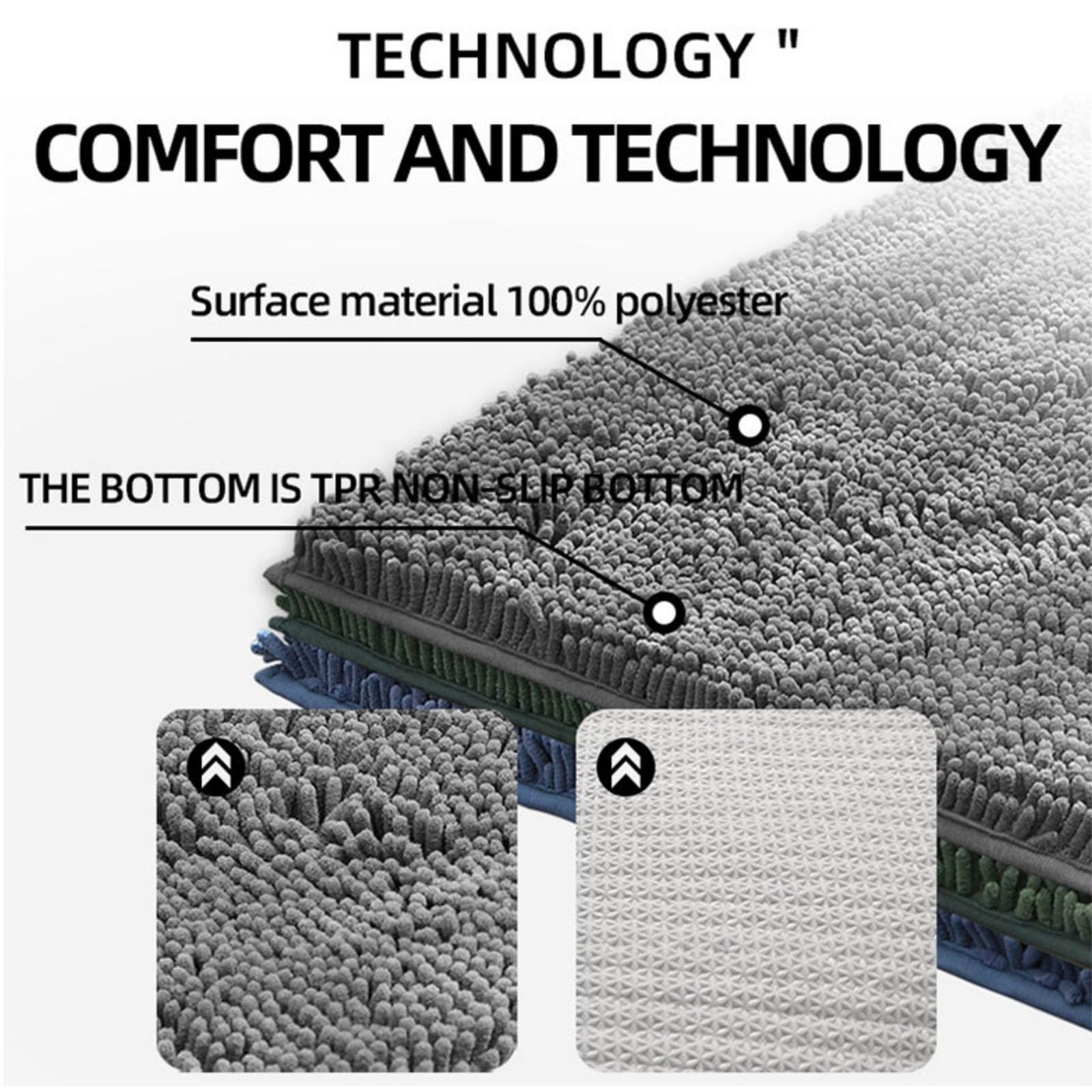 Sa Green Tapis de bain chenille doux, antidérapant et lavable avec revers en TPR idéal pour la décoration d'intérieur, la douche et une utilisation en intérieur 80 x 120 cm