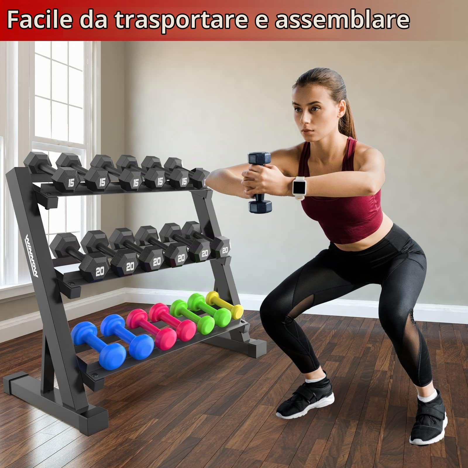 WINNOW 3 Livelli Porta Pesi e Manubri per Palestra di Casa