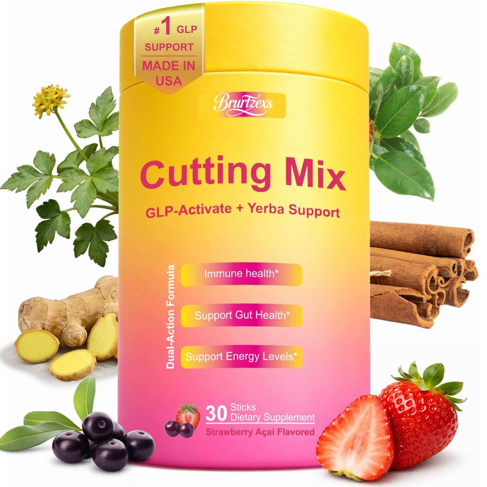 Cutting Drink Mix with Berberine & Yerba Mate, 30 Sugar-Free Stick Packs