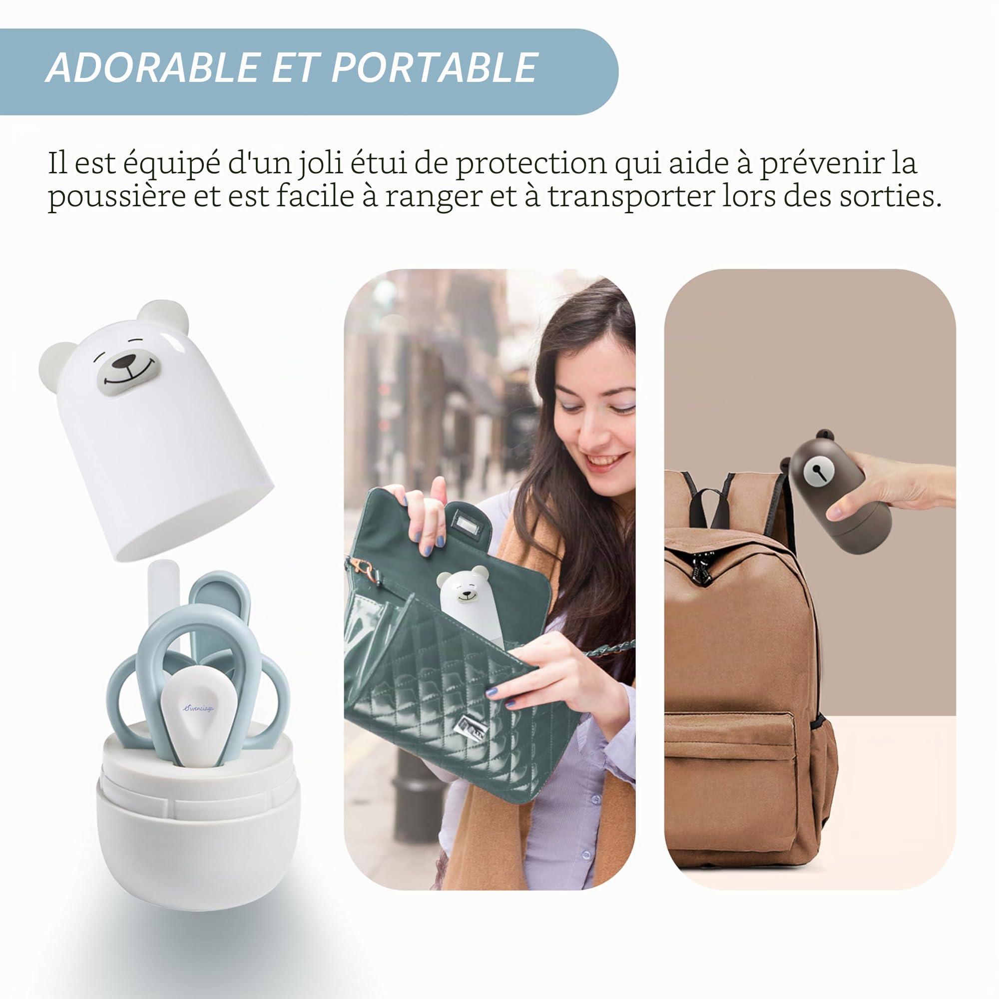 Set d'ongles pour bébé, set de manucure et set de pédicure pour bébé avec étui mignon. Coupe-ongles et set de brosses pour bébé, pour nouveau-nés, nourrissons et jeunes enfants