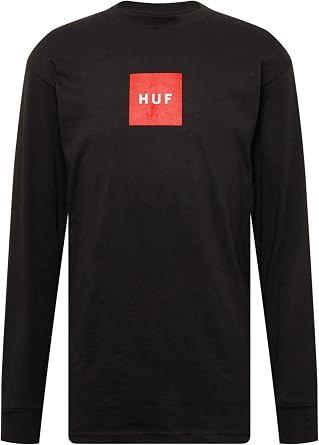 HUF Essentials Box Logo Long Sleeve T-Shirt - 100% Pre-Shrunk Cotton T-Shirt