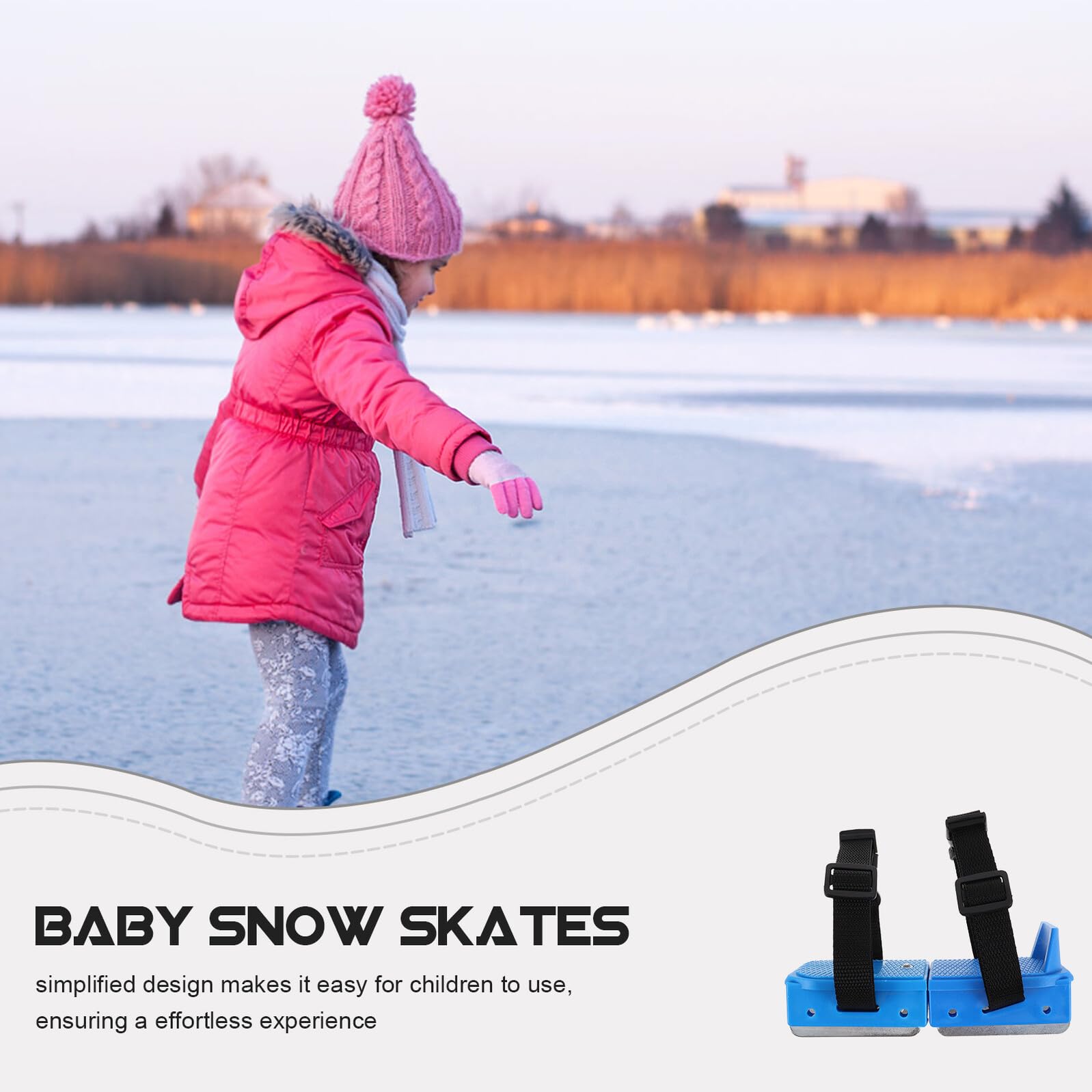 Mikikit Pattini da Ghiaccio per Bambini a Doppia Lama Blu Regolabili, Scarpe da Pattinaggio Sicure e Comode per Sport Invernali all’Aperto, Assistenza per Principianti e Allenamento