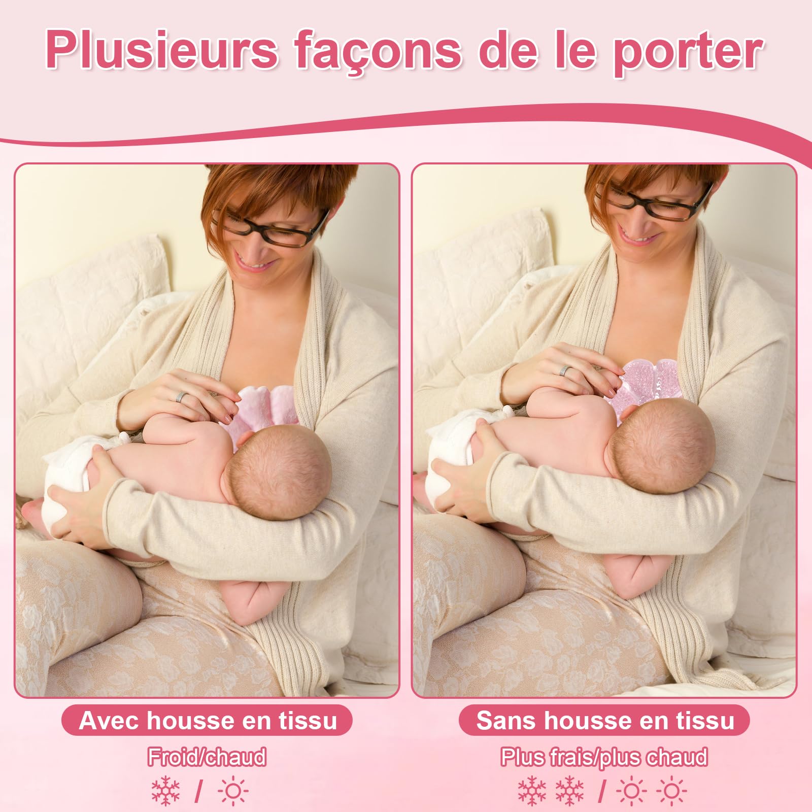 KASURE Coussinets Allaitement 2 PCS + 2 Coussinets Bambou Réutilisables,Gel Chaud/Froid pour Soulager Engorgement & Mammite,Accessoires Maman Lavables, Souples et Écologiques
