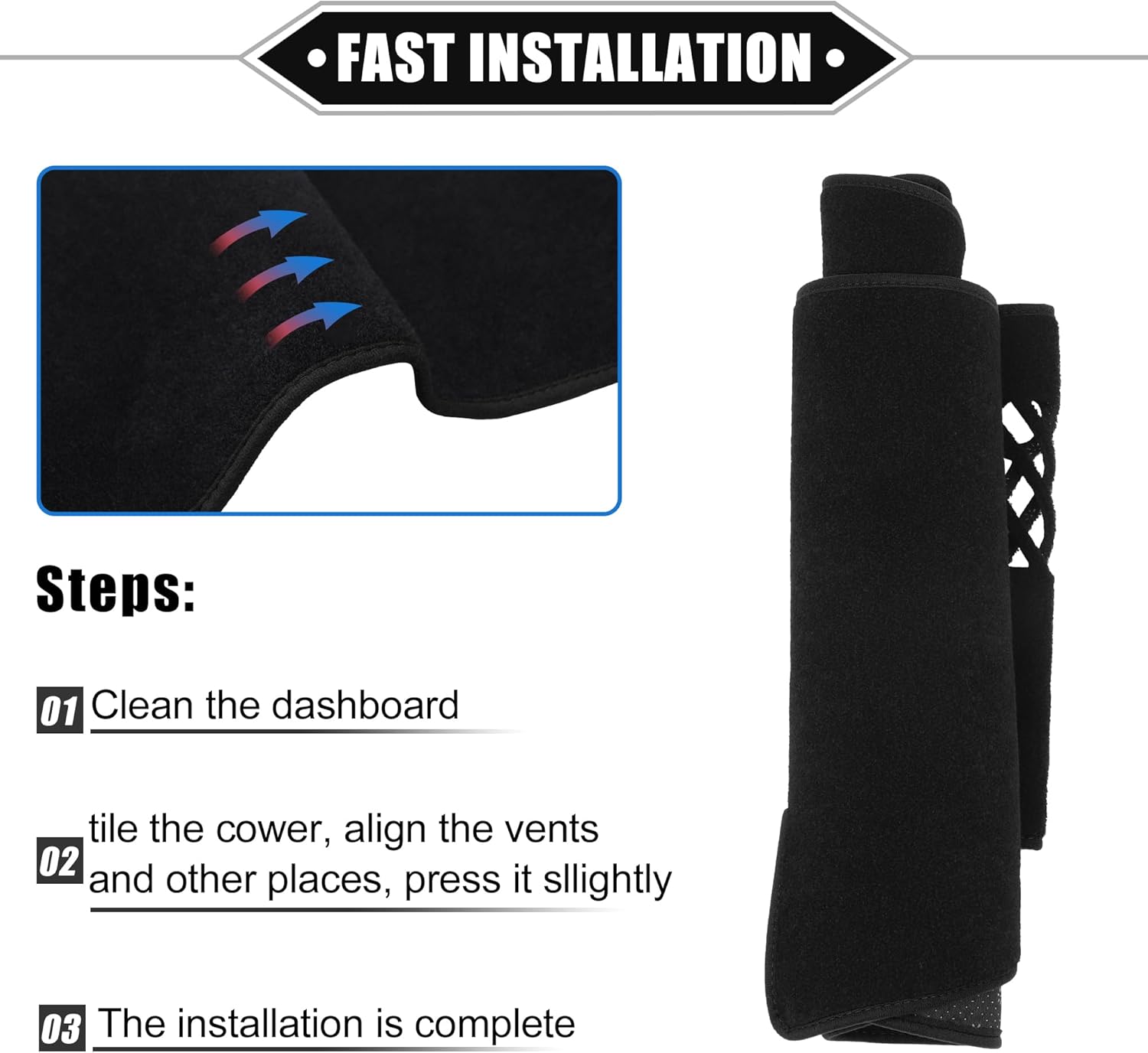 Dashboard Cover Compatible for Toyota Camry 2012-2017, Non-Slip Polyester Black Dash Cover Mat Dash Board Protector Cover