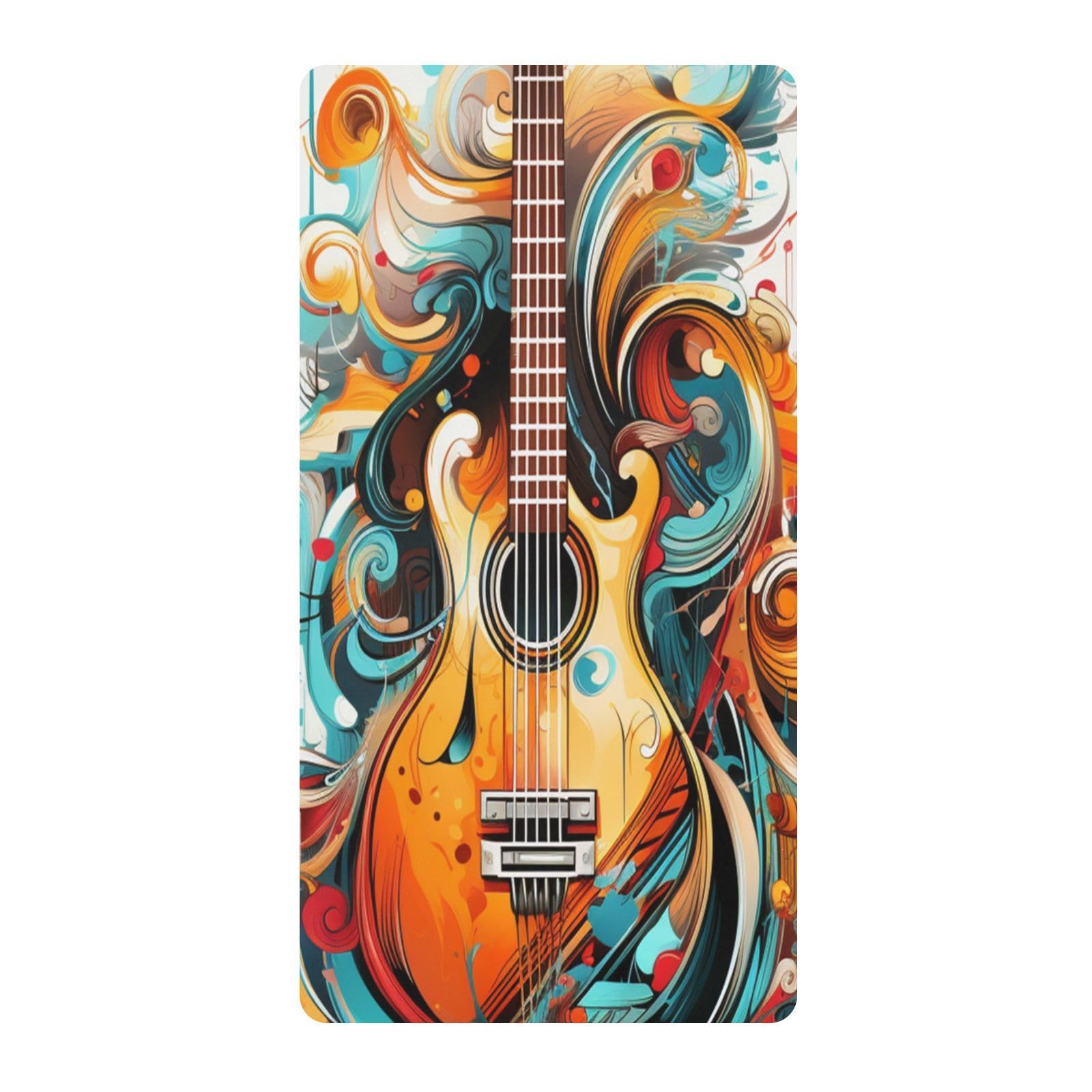 Watercolor Guitar Music Toddler Crib Sheet Soft Cotton Baby Play Sheets Fitted for Mattress Playard