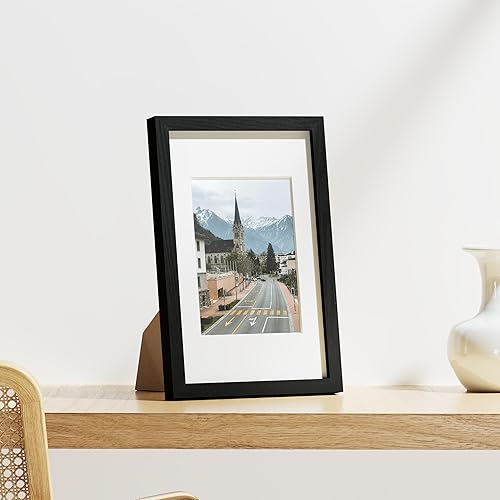 Vista 835 de Vittanly - Juego de 9 portarretratos, plexiglás resistente a rupturas, exhibe fotos de 12 x 12 pulgadas o, con paspartú, de 8 x 8 pulgadas, marcos