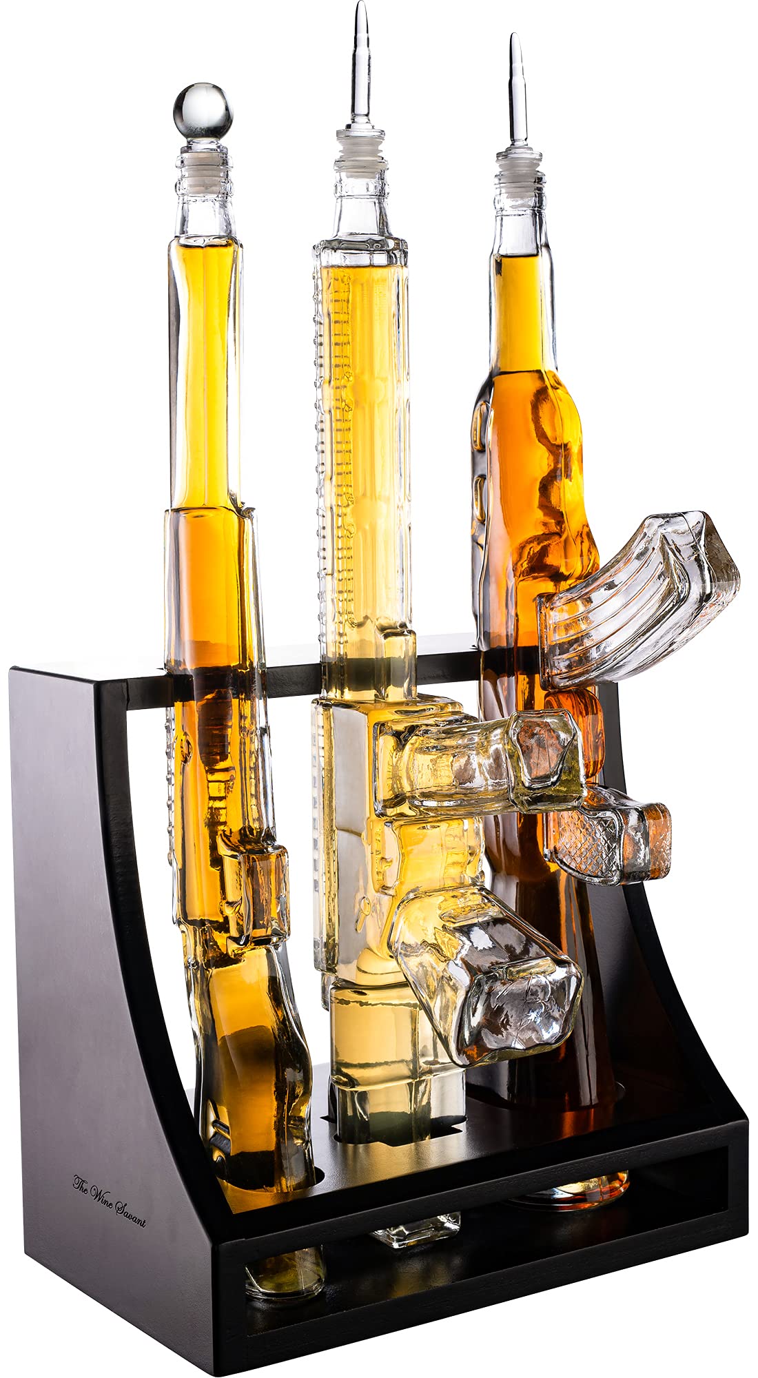 Gun Whiskey Decanter 3 Gun Decanter with Glass AR15, AK47 and Rifle
