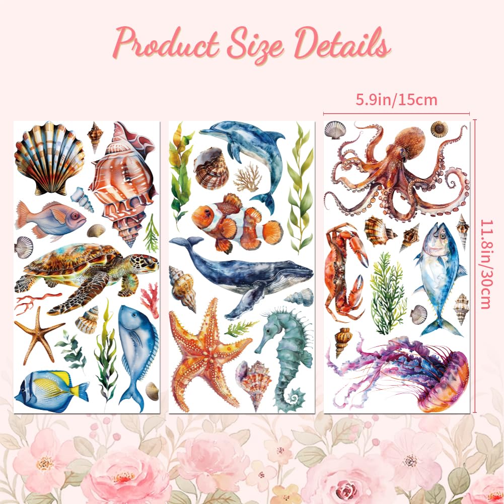 Peacoblue Rub on Transfers for Crafts 3Pcs Undersea World 15cmx30cm - Image 2