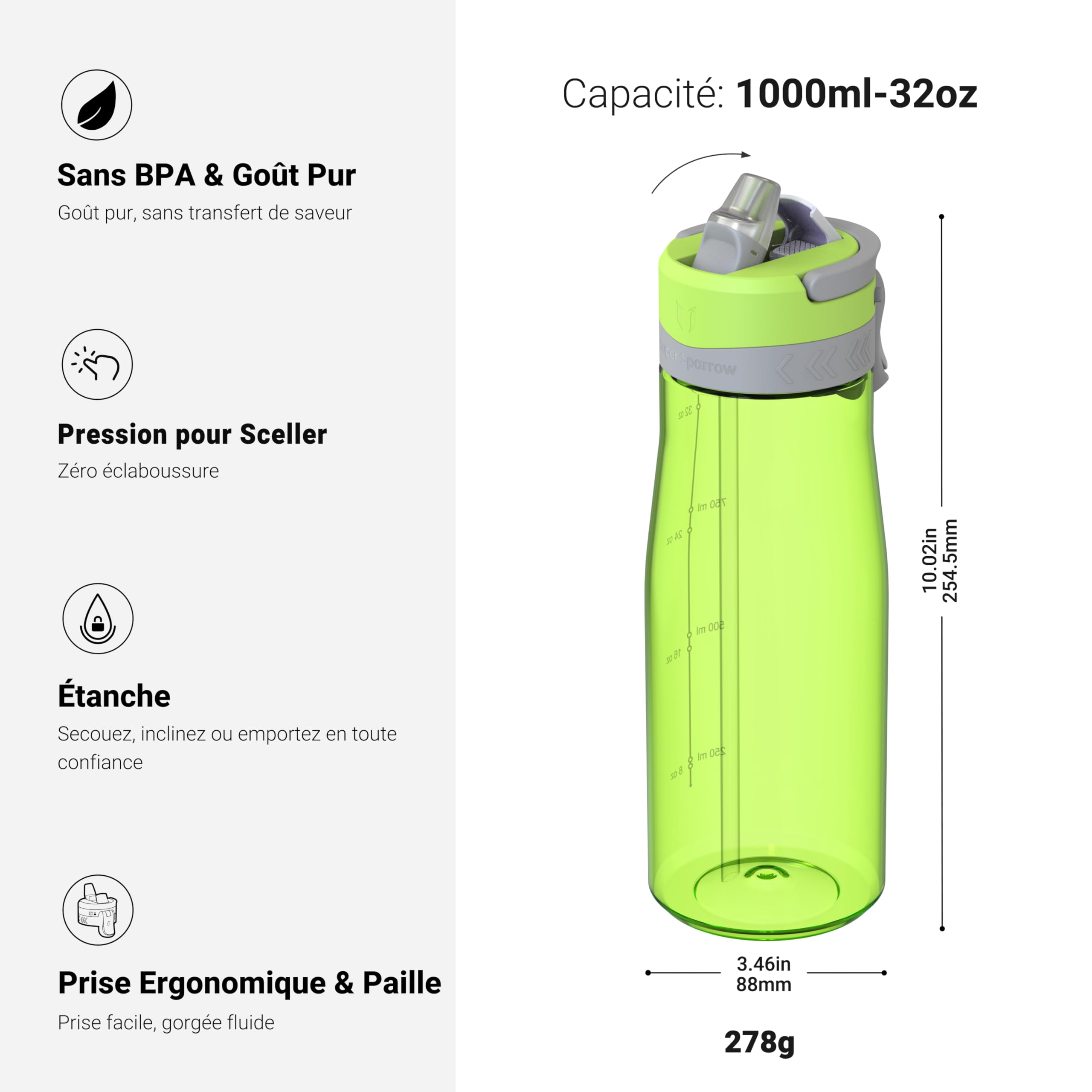 Sparrow Twistpath Isolerende Waterfles - 620ml - Met Flexibele