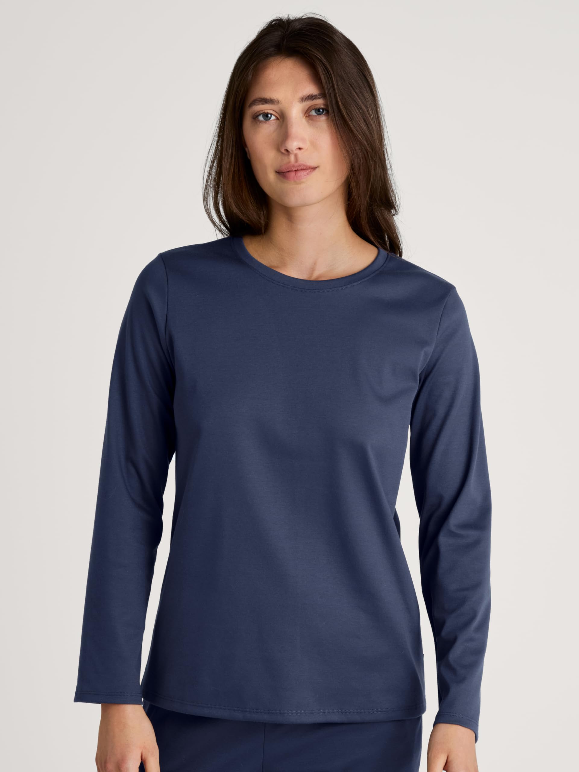 CALIDA Favourites Langarmshirt Damen, V-Neck, aus 100% Supima-Baumwolle