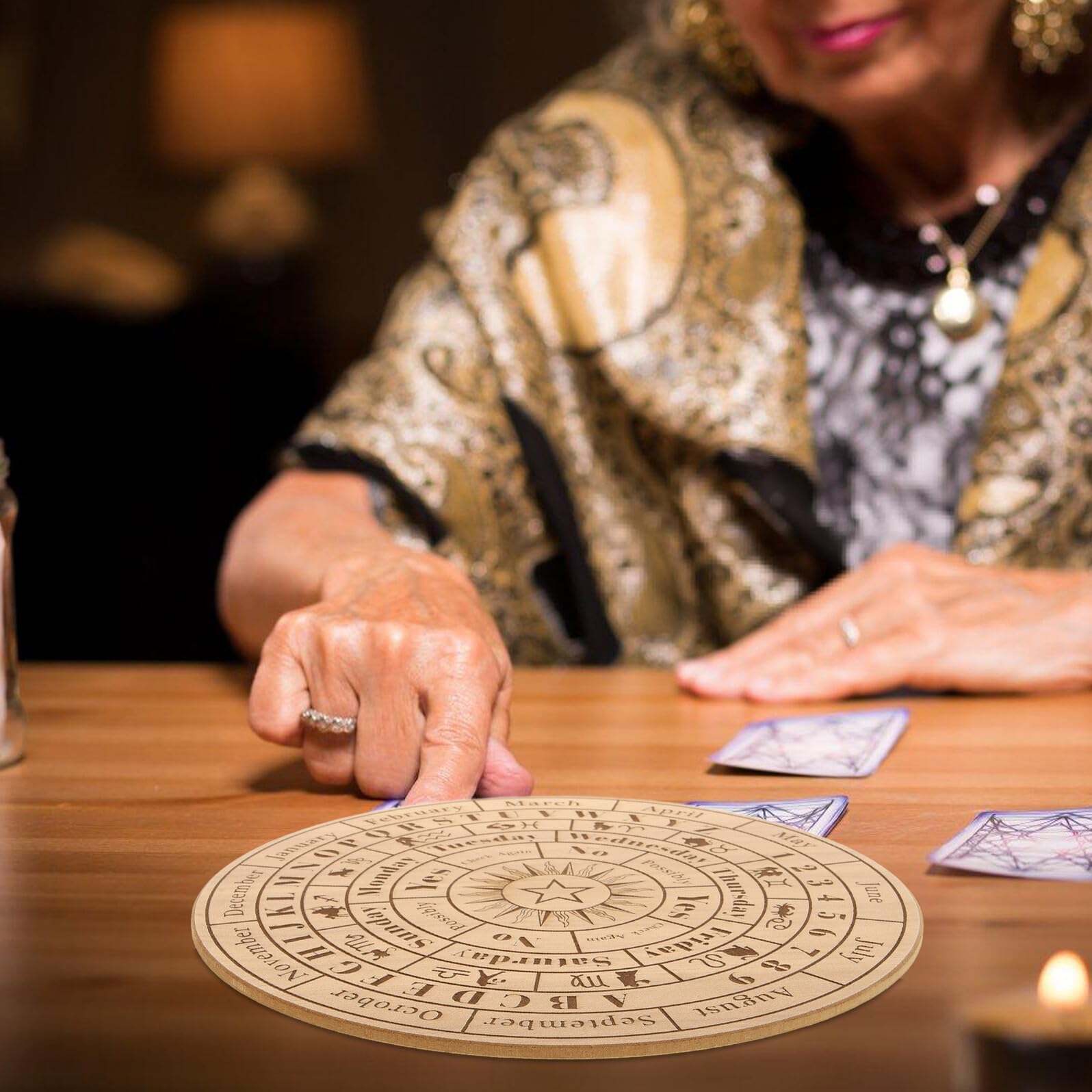 UKCOCO Planche De Divination En Bois Pour Pendule – Outil Spirituel Avec Astrolabe – Décoration Et Accessoire Pour Débutants