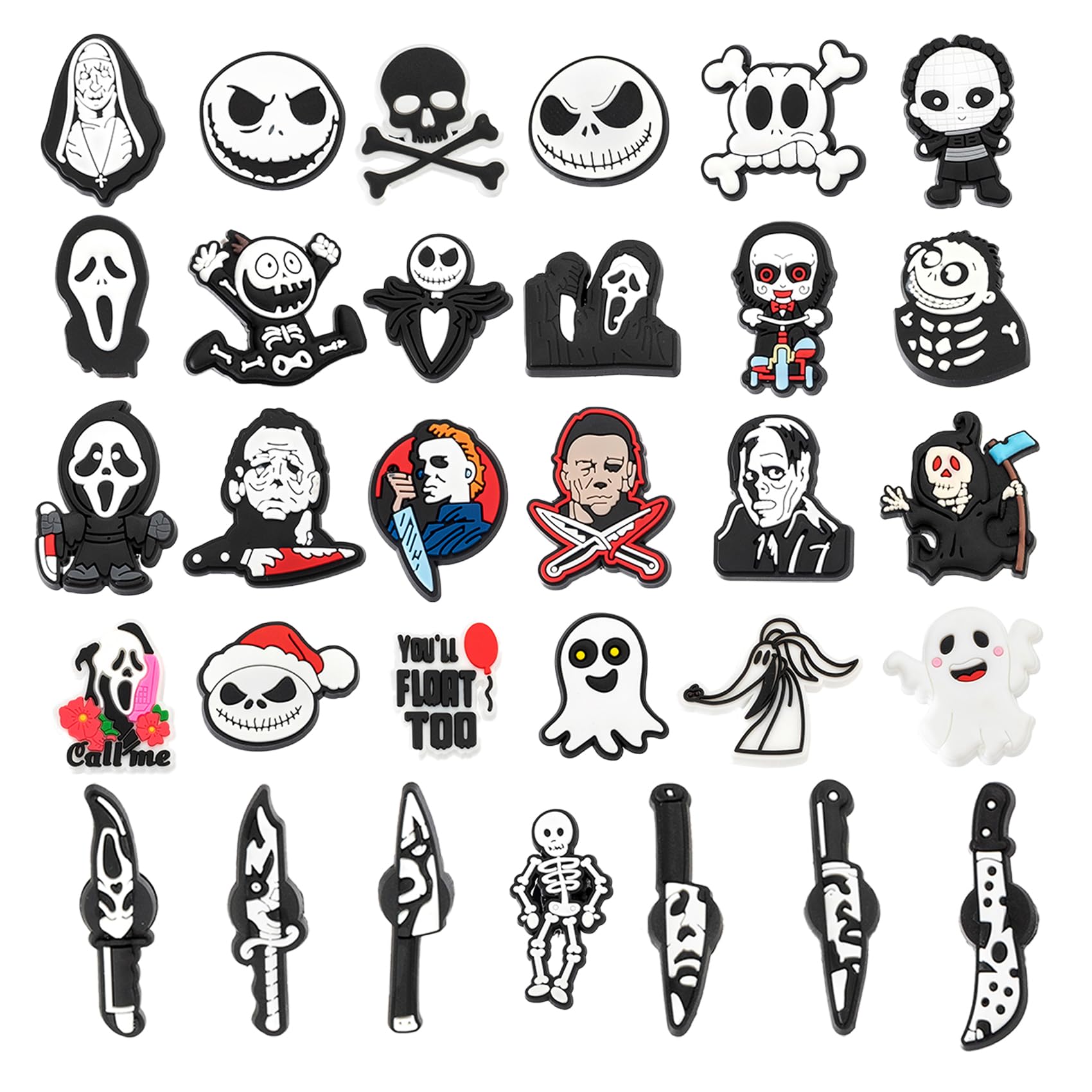 Halloween Shoe Charms Horror Charm Horror Movie Shoe Decoration Charms Pins Buckles for Men Women Kids Halloween Charms for Boys Girl Birthday Horror Gifts