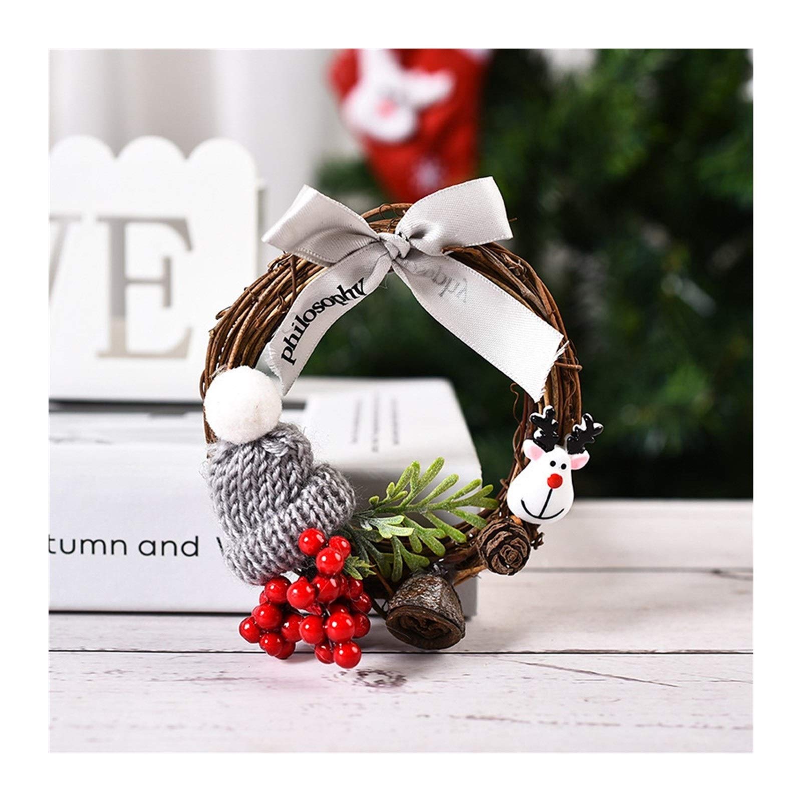 Herbstkranz 8 Stile Kreativer Weihnachtskranz Handgemachte Wandbehang Wand Tür Dekoration Girlande Ornamente Familie Weihnachtsfeier Dekor Weihnachtskranz (Color : 04)