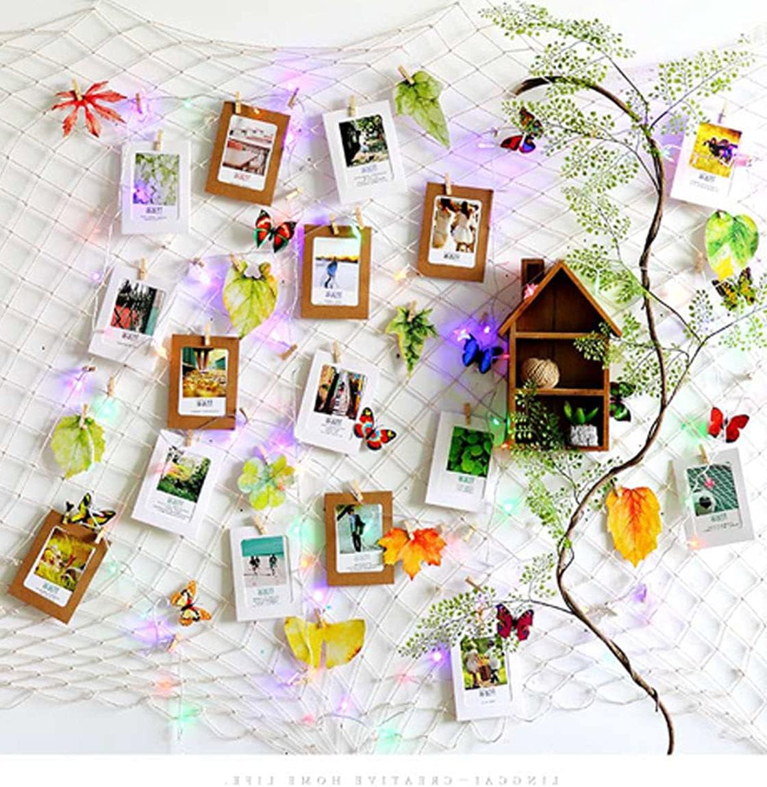 White Fishing Net with White 40 Paper Photos Frames Wall Decorations Fits 6x4 inch - Image 4