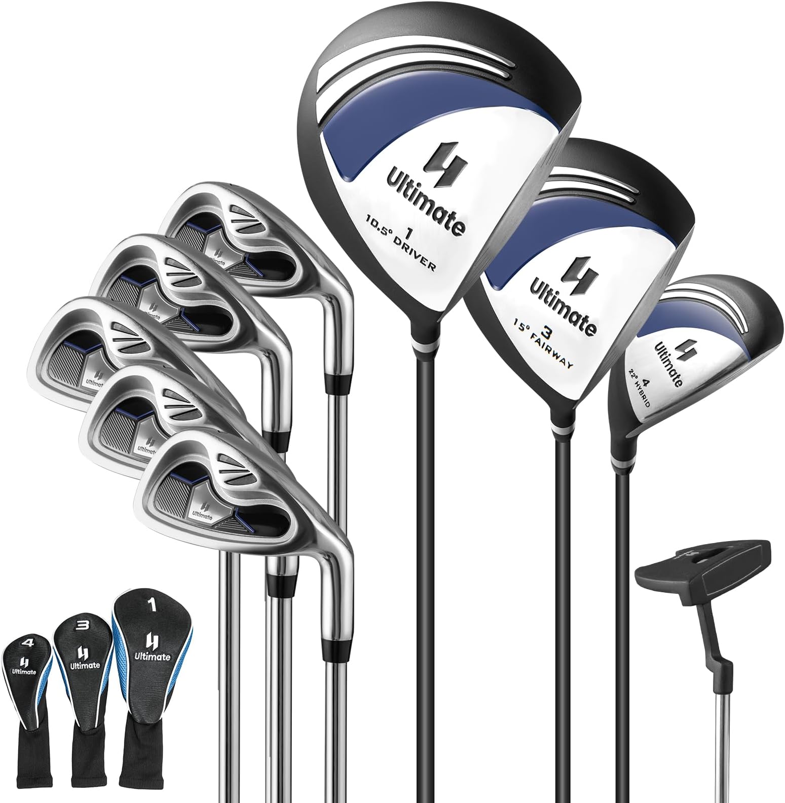 Goplus Complete Golf Club Set for Men, 9 Pieces Golf Clubs with 1# Driver, 3# Fairway, 4# Hybrid, 6# & 7# & 8# & 9# & P# Irons, Putter, Head Covers, Suitable for Men Right Handed