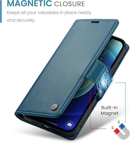 Miniatura 5 de QLTYPRI Funda tipo cartera para iPhone 1212 Pro, de piel sintética de alta calidad, magnética, con bloqueo RFID, ranuras para tarjetas de crédito,