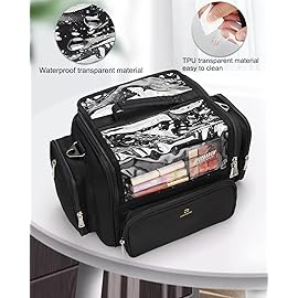 TANTO Makeup Brush Bag, Extra Large Makeup Case Professional Makeup Artist Bag Stand-up Cosmetic Bag Travel Makeup Brush Case with Shoulder Strap and Adjustable Divider