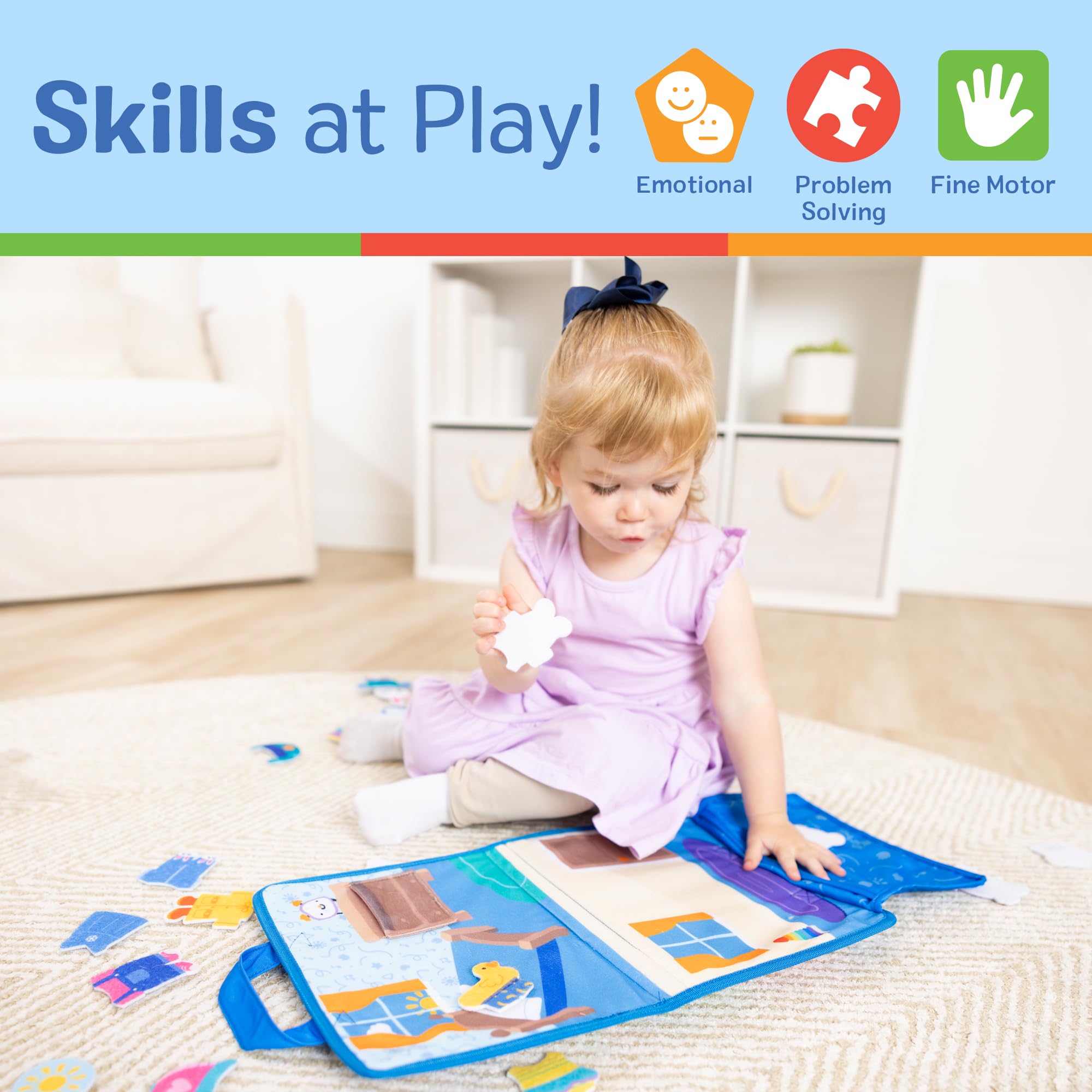 Melissa & Doug Ms. Rachel What to Wear filcowa deska do ćwiczeń Take-Along zabawka edukacyjna dla chłopców i dziewczynek – certyfikat FSC