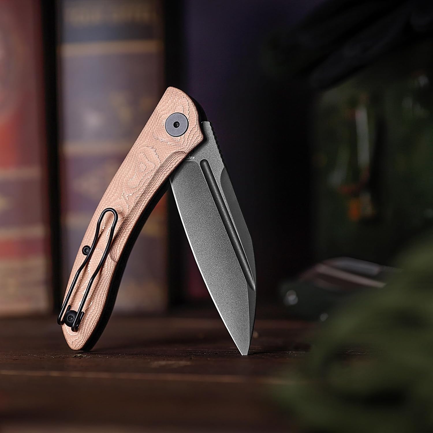 TRIVISA Cuckoo Folding Pocket Knife, 14C28N Black Blade Folding Knife, Copper Foil Handle with Pocket Clip for Men Women, Sharp Pocket Knives for Camping, Hiking, Outdoor, Cuckoo-CU