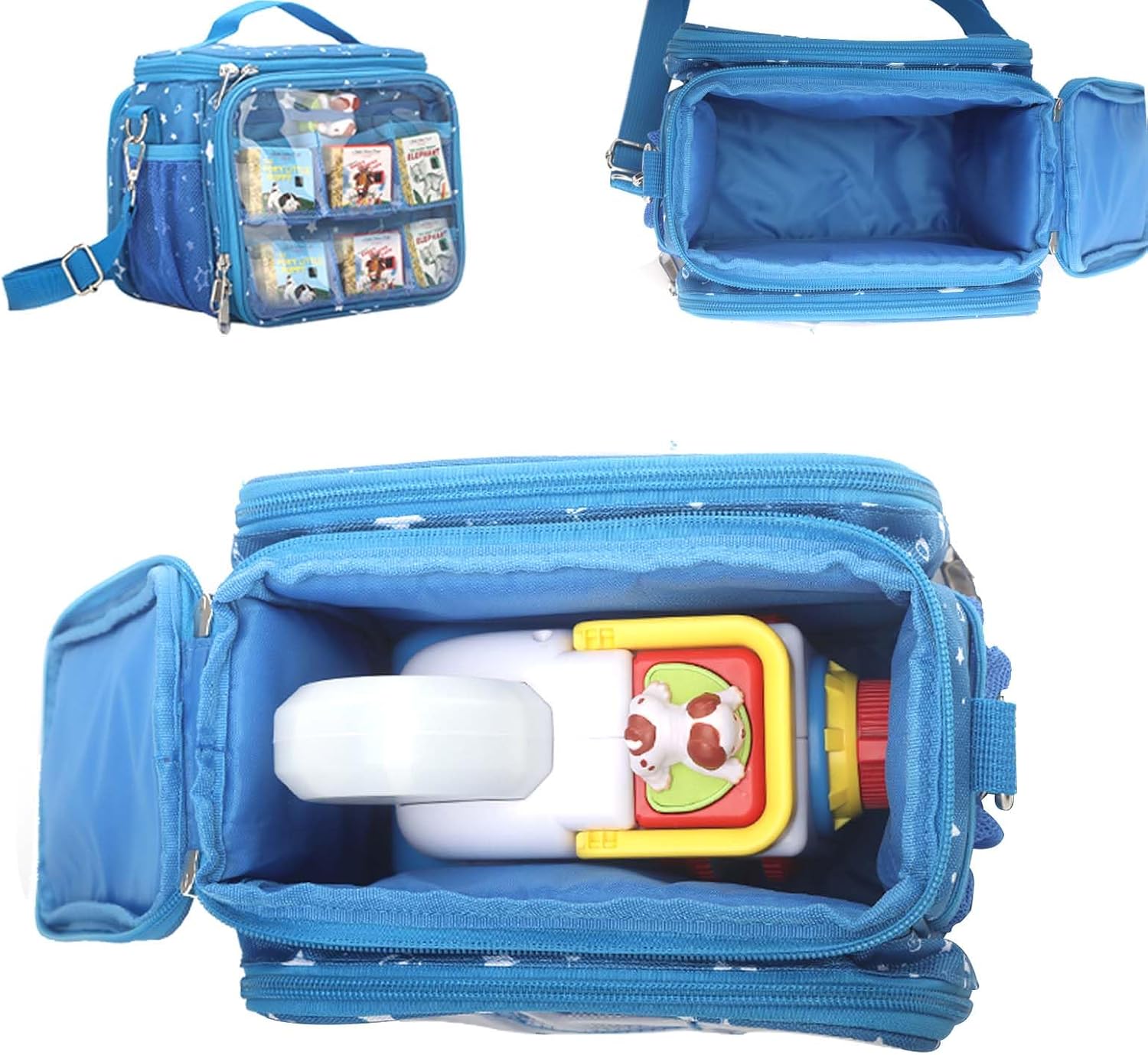 Carrying Case Compatible with Little Tikes Story Dream Machine Books Starter Set,Portable Storage Bag with Handle and Shoulder Strap for Storytime,Little Golden Book,Little Puppy Character (Blue)