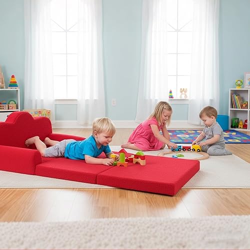 Miniatura 90 de Tiita Silla infantil de felpa para niños, sofá de felpa que brilla en la oscuridad, sofá para niños pequeños con funda lavable, asa de transporte,