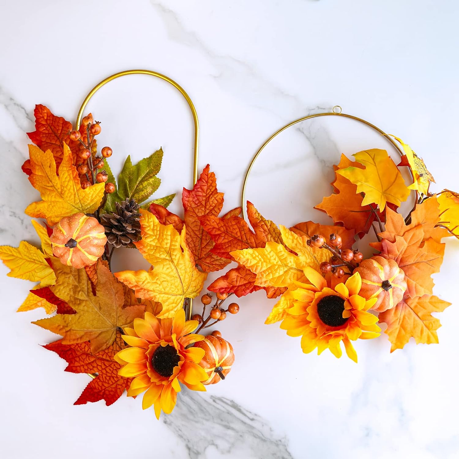 Winlyn 8 Pcs Assorted Artificial Maple Leaf Branches Faux Fall Picks and Sprays with Pumpkins Sunflower Heads Pine Cones Berries for Farmhouse Fall Thanksgiving Floral Arrangement Centerpiece Wreath - Image 7