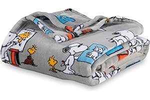 Berkshire Peanuts VelvetLoft Cute Character Snoopy Plush Oversized Cozy Kids Snuggle Throw Blanket