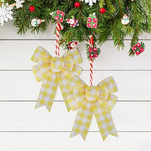 Miniatura 161 de 2 lazos de arpillera de Navidad, hechos a mano, prefabricados para coronas, adornos decorativos grandes de Navidad, decoración de árbol, lazos