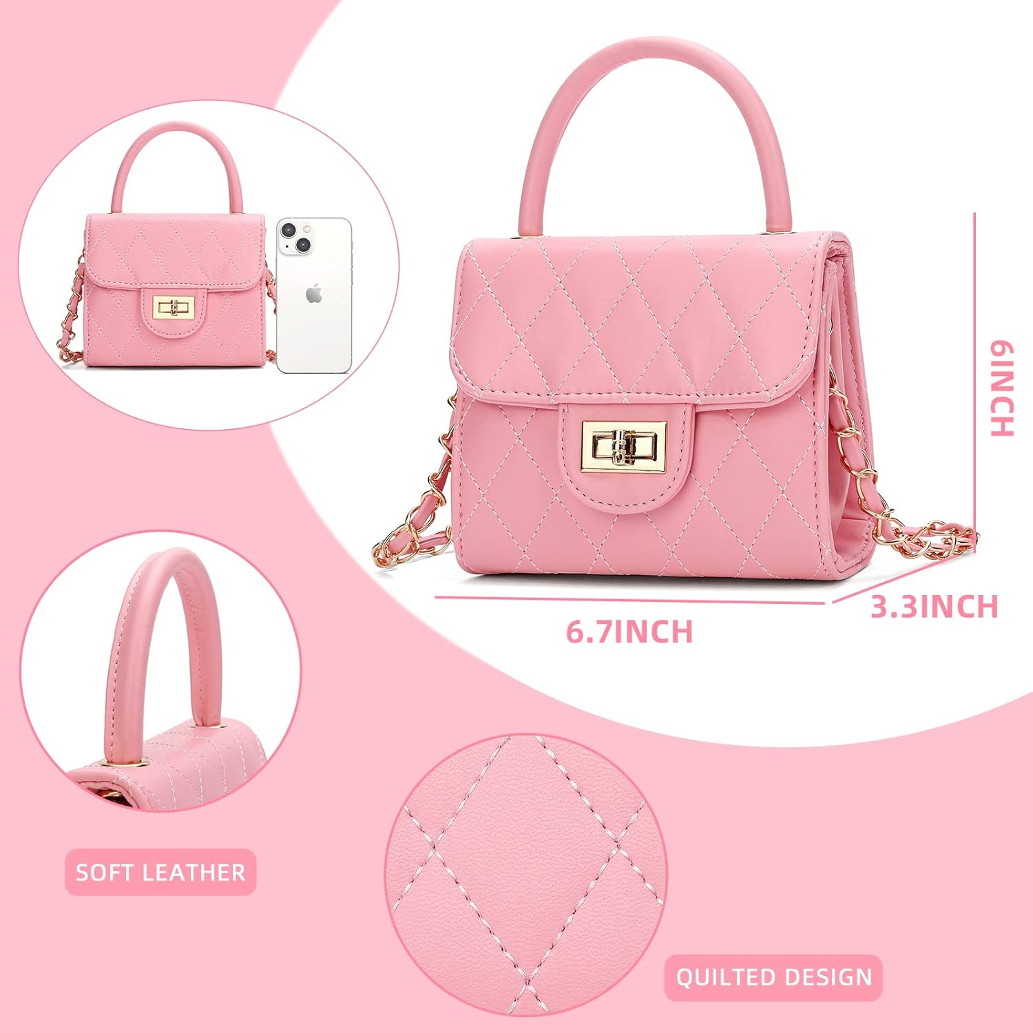 Little Girl Purse Kid Purse Pink Purses for Girls (Pink) - Image 4