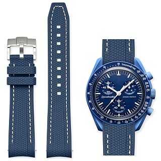 Bands for Omega x Swatch MoonSwatch Watch 20mm,Quick Release Rubber Silicone Strap Compatible Omega X Swatch Moonswatch Speedmaster,Curved No Gap Replacement Strap for Men Women - Amazon product rated Grade A