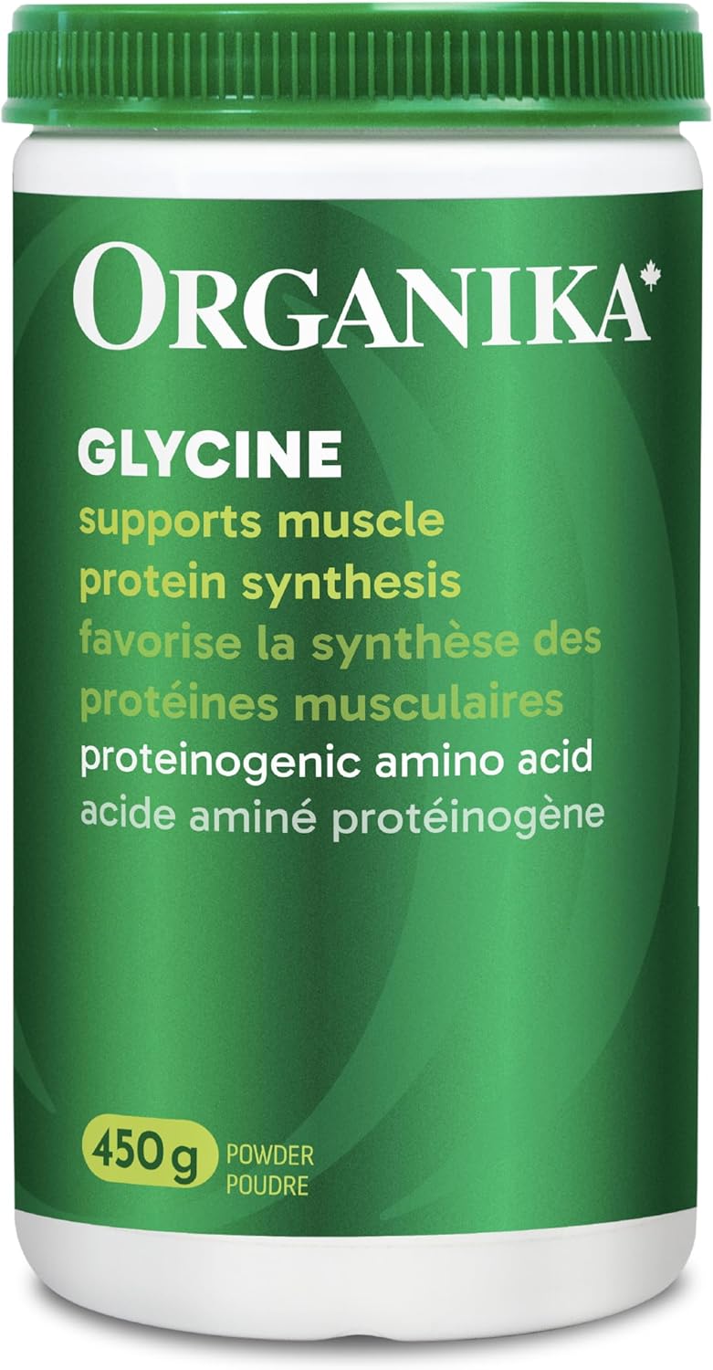 Organika Canadian-Made Glycine Powder – Proteinogenic Amino Acid – Aids Protein Synthesis, Collagen Formation, Joint and Muscle Health, Calming Effect – 450g Organika Canadian-Made Glycine Powder – Proteinogenic Amino Acid – Aids Protein Synthesis, Collagen Formation, Joint and Muscle Health, Calming Effect – 450g