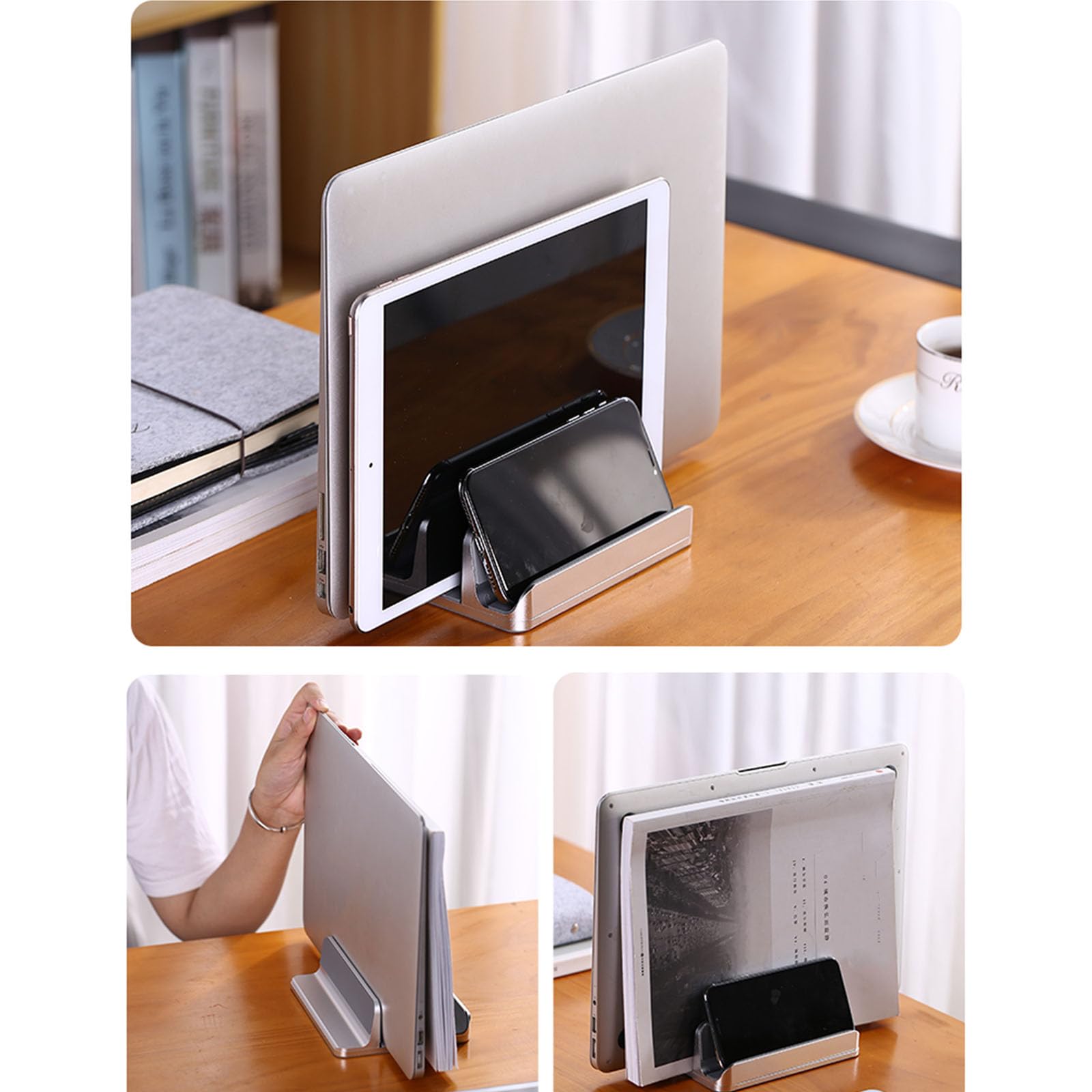 Supporto Verticale per Laptop, Supporto Regolabile per scrivania a 2 Slot, Base per Supporto da scrivania per Laptop,