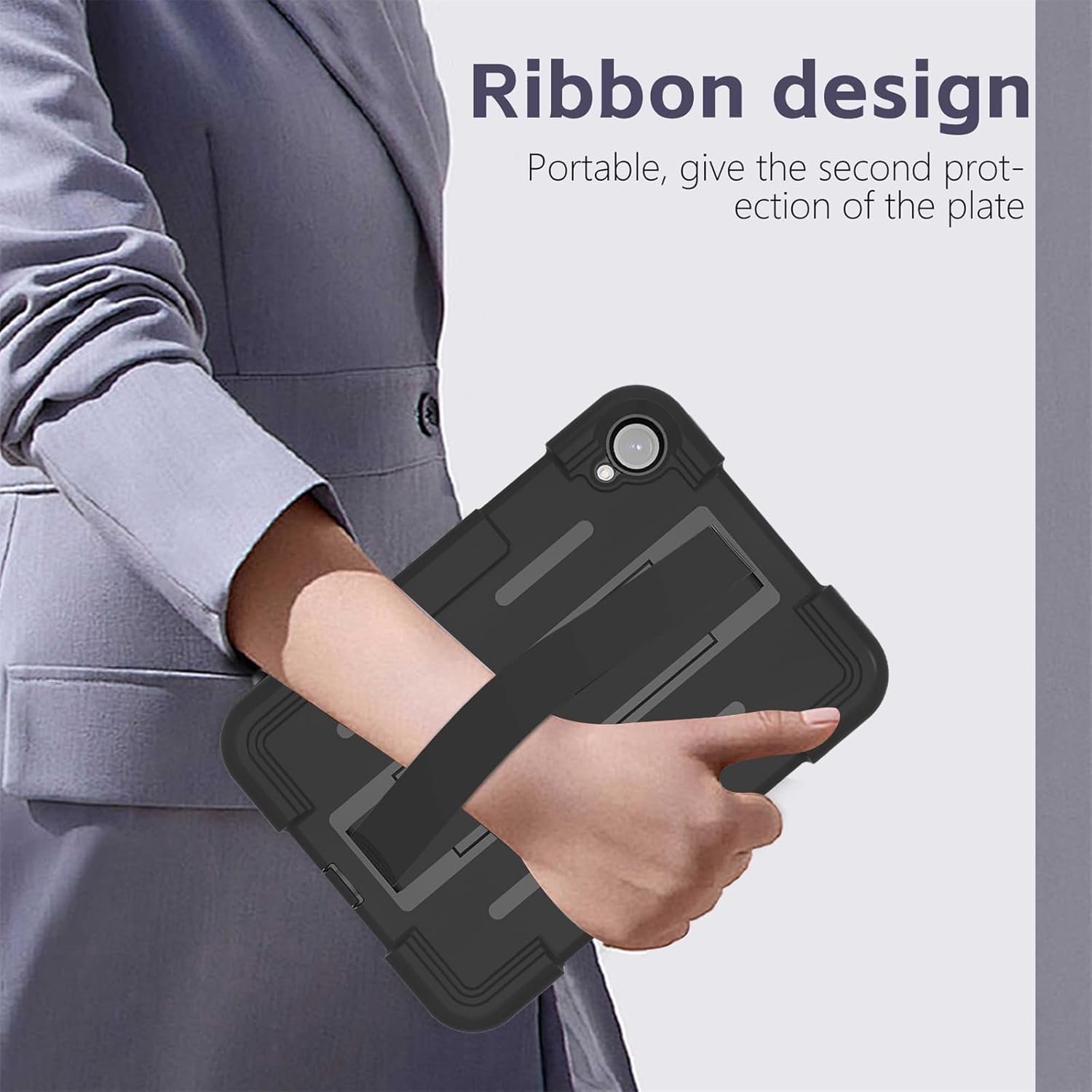 Waterproof Case for iPad mini 7 (A17 Pro) 2024/ Mini 6 8.3'', Full-Body Heavy Duty Shockproof Protective Cover with Screen Protector &Hand Strap/Stand