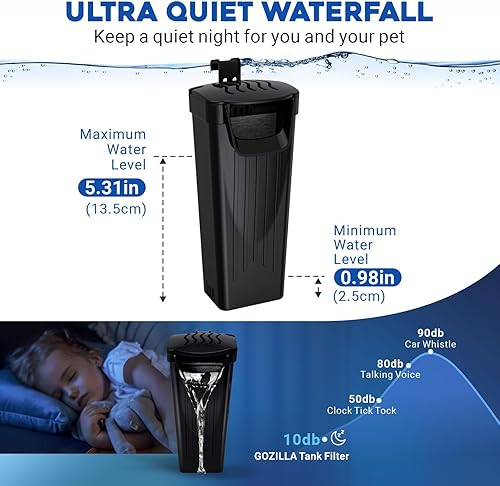 Miniatura 4 de GOZILLA Filtro de tanque de tortuga de 74 GPH, tanque de tortuga de bajo nivel de agua de 3.5 W, filtros de acuario para tanques pequeños de hasta