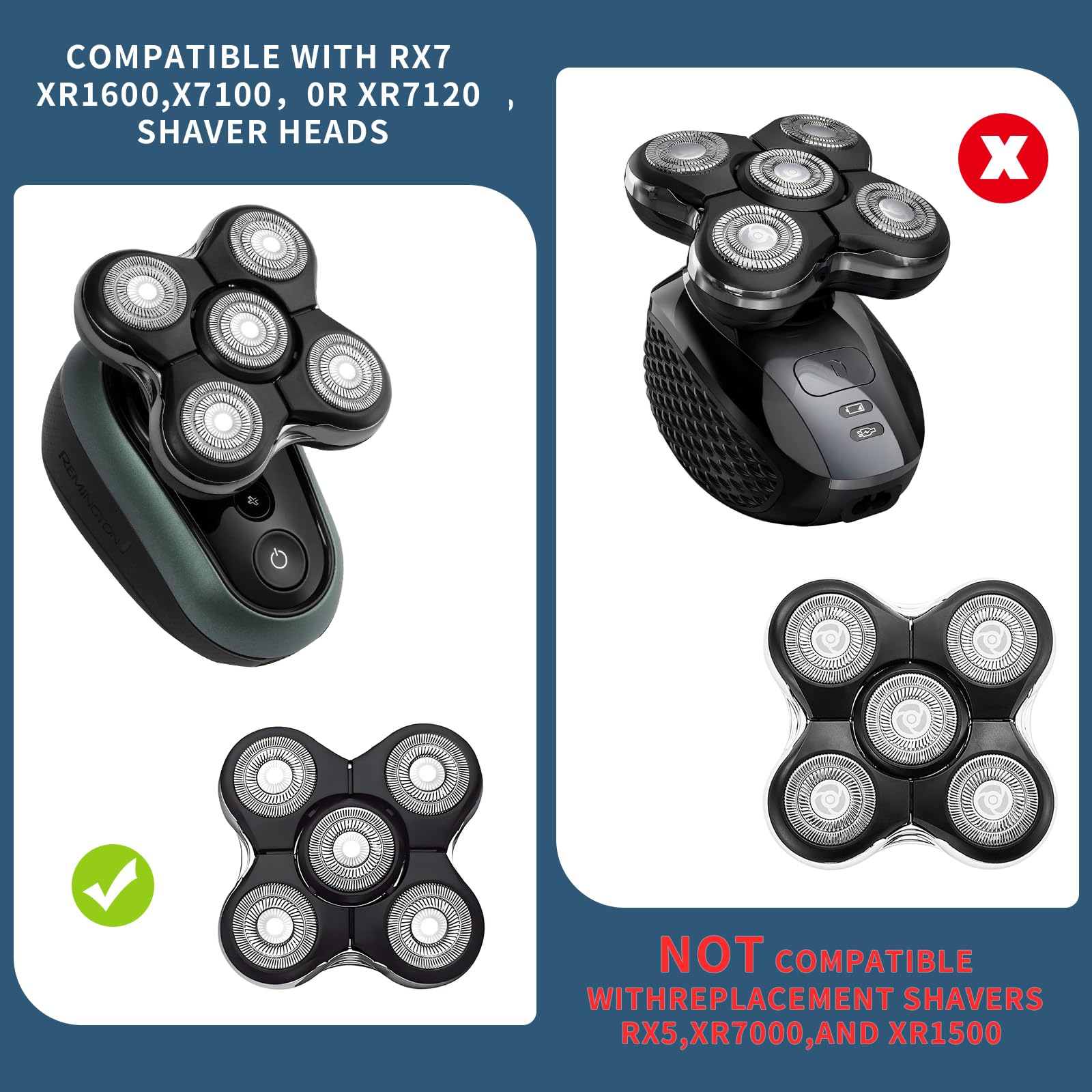 Cuchillas de afeitar compatibles con Remington XR1600, RX7, BOSS XR7120 - Piezas de repuesto para la serie XR7100 (3 piezas)