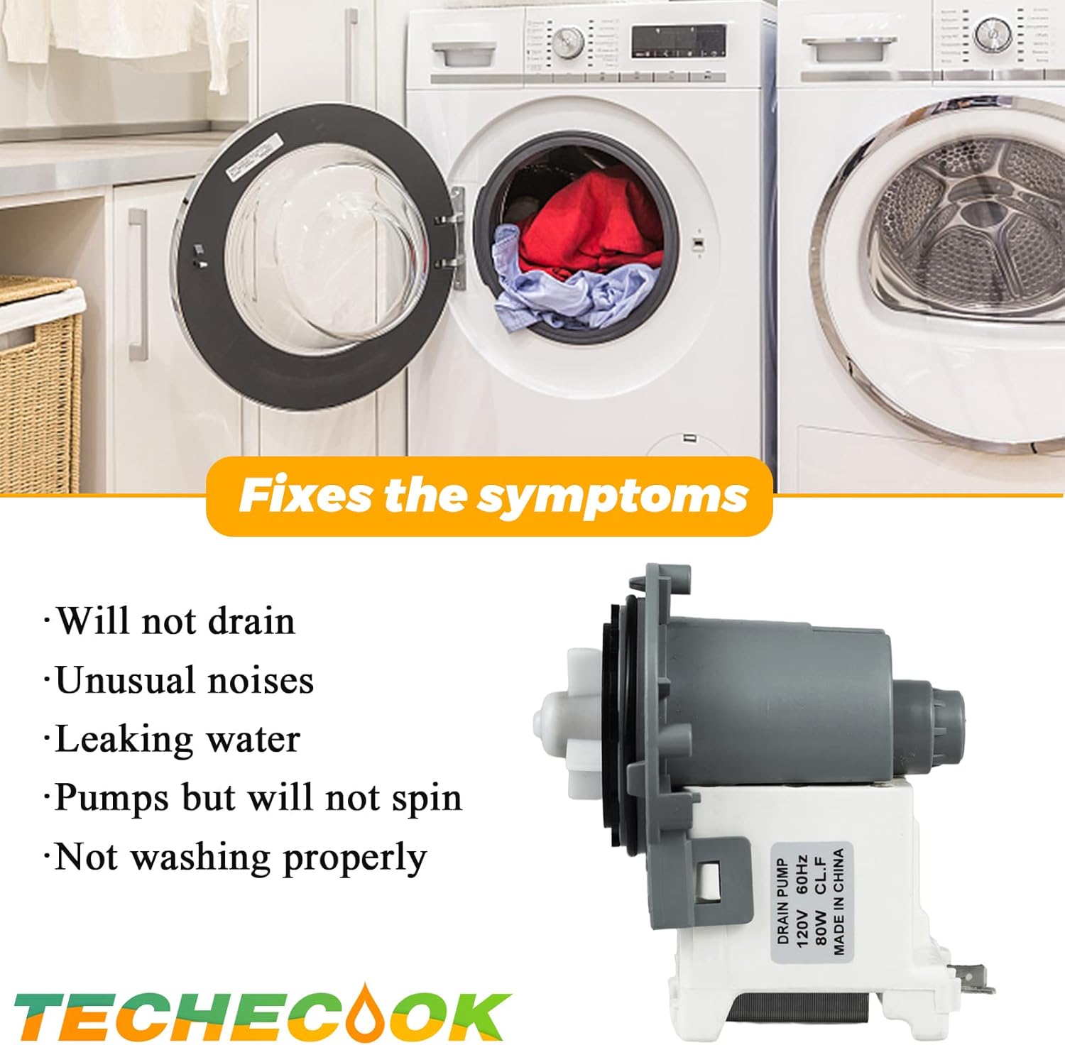 Upgraded 4681EA2001T Washer Drain Pump Motor & DC31-00178A PX3516-01 Washer Drain Pump Motor