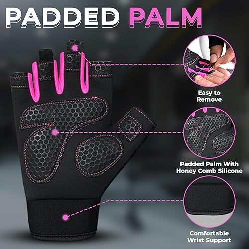 Miniatura 2 de Guantes de gimnasio transpirables para hombres y mujeres – Guantes de entrenamiento ligeros, antideslizantes con protección completa de la palma,
